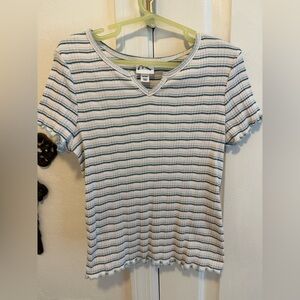 Art Class Striped Ribbed short sleeved shirt girls size 7/8 medium
